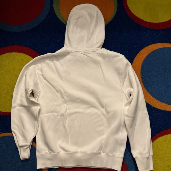 Nike White Hooded Pullover Sweatshirt with Small Black Swoosh - Picture 2 of 2